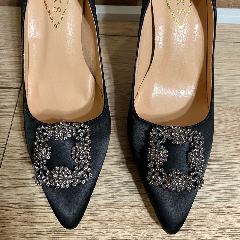 EKS Kricoa Satin High Heel Pumps Black 8 - Picture 14 of 16